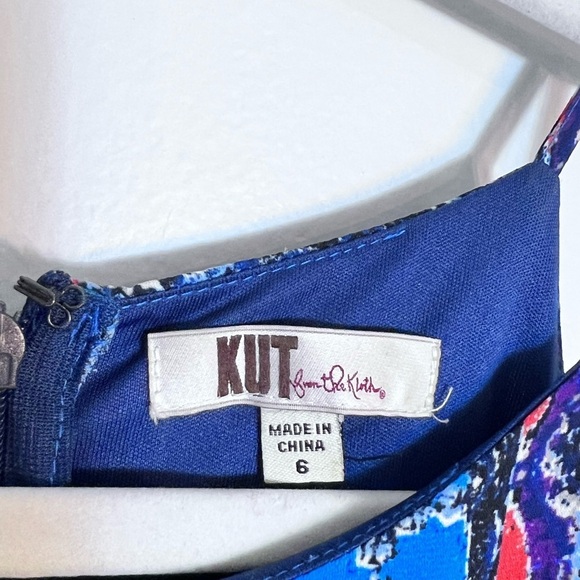 KUT FROM THE KLOTH GRETA JUMPSUIT SZ 6 HALTER TOP PLEATED SIDE POCKETS BLUE RED - Picture 5 of 13
